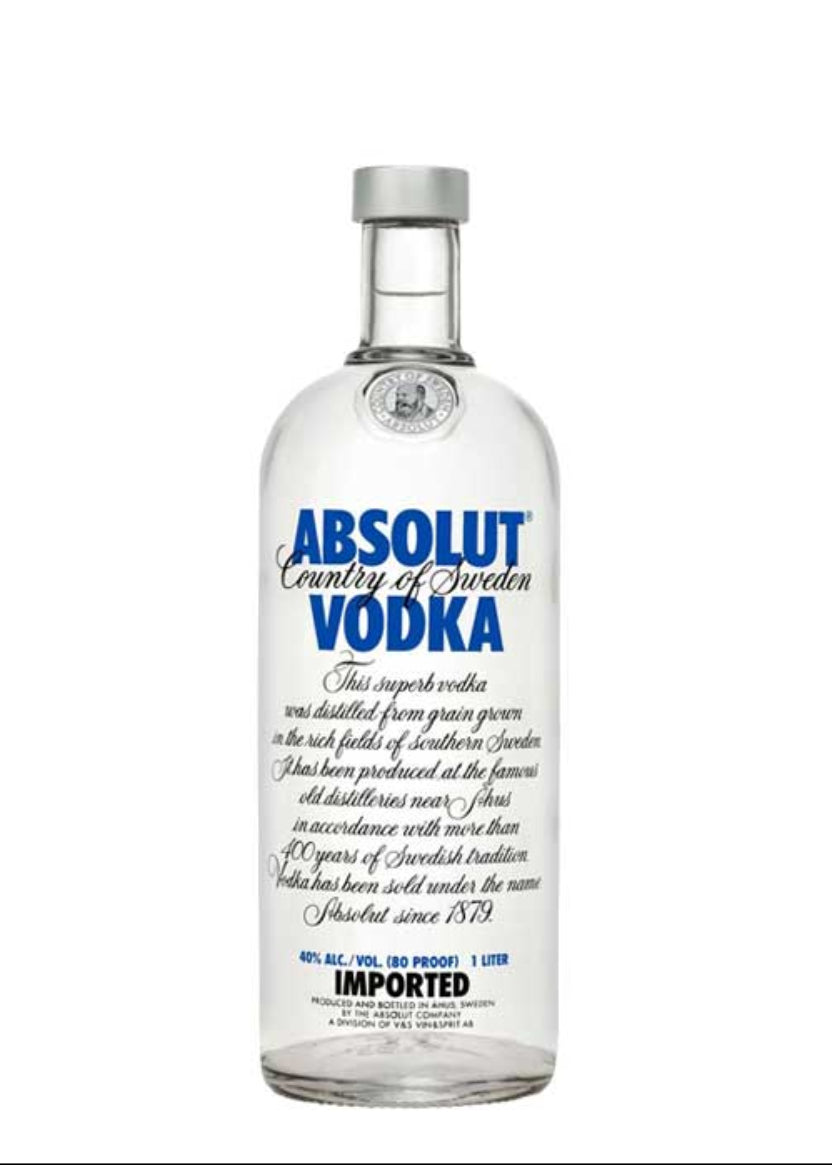 Absolut Vodka 1 Litre Swedish vodka bottle