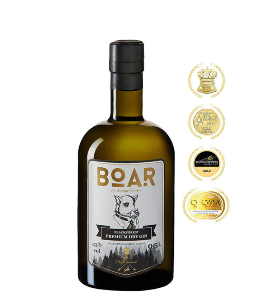 BOAR Blackforest Premium Dry Gin 500ml German craft gin bottle