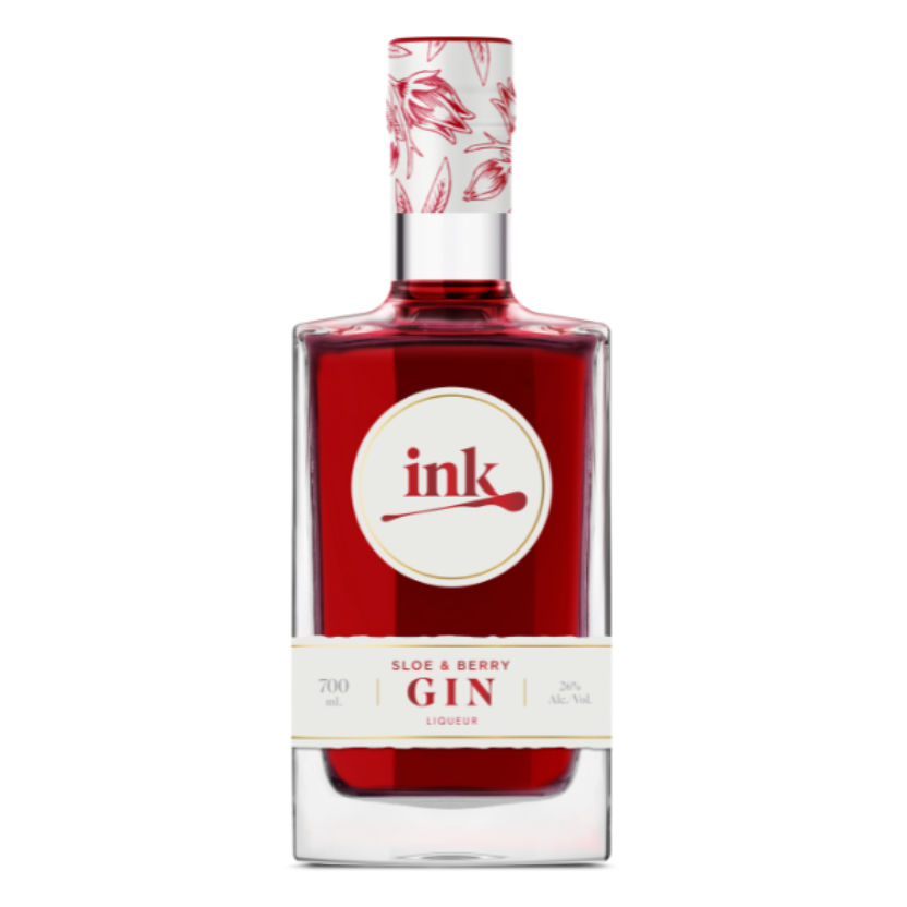 Ink Sloe and Berry Gin 1 Litre Welsh craft gin bottle