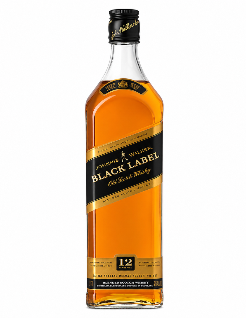Johnnie Walker Black Label Blended Scotch Whisky 1 Litre 12 Year Old bottle