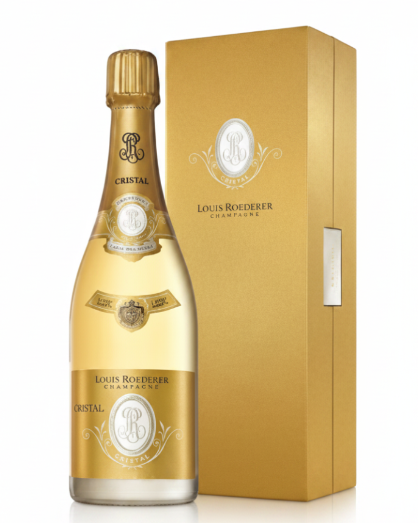 2014 Louis Roederer Cristal Brut Vintage Champagne with Gift Box France wine bottle 97pts Suckling 96pts Wine Advocate